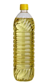 close up of cooking oil bottle on white background with clipping path