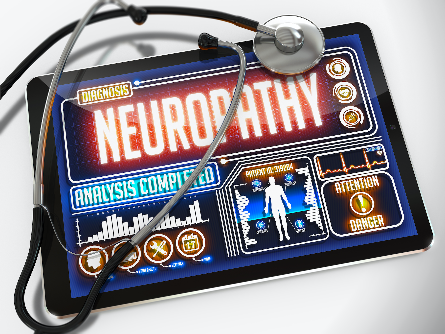 AdobeStock_Neuropathy on the Display of Medical Tablet-1800